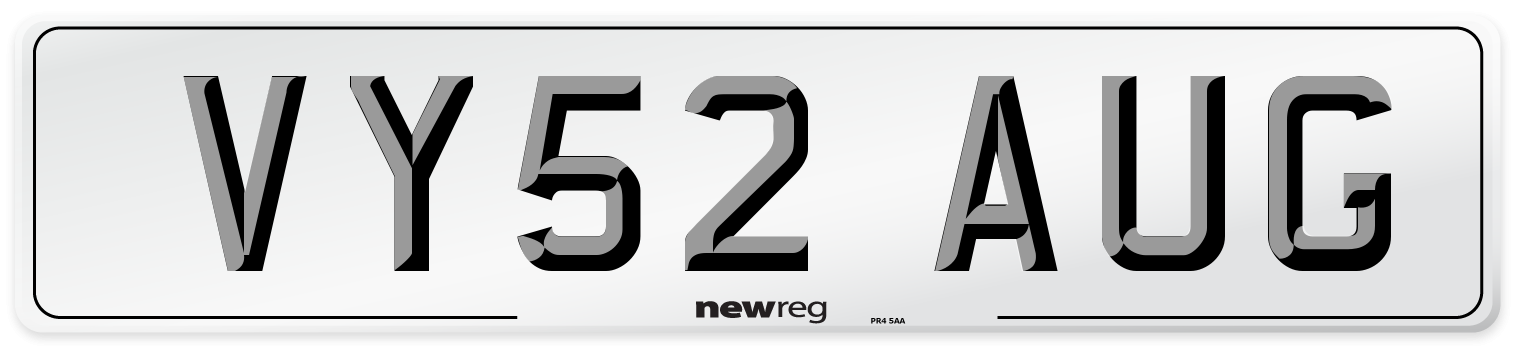 VY52 AUG Number Plate from New Reg